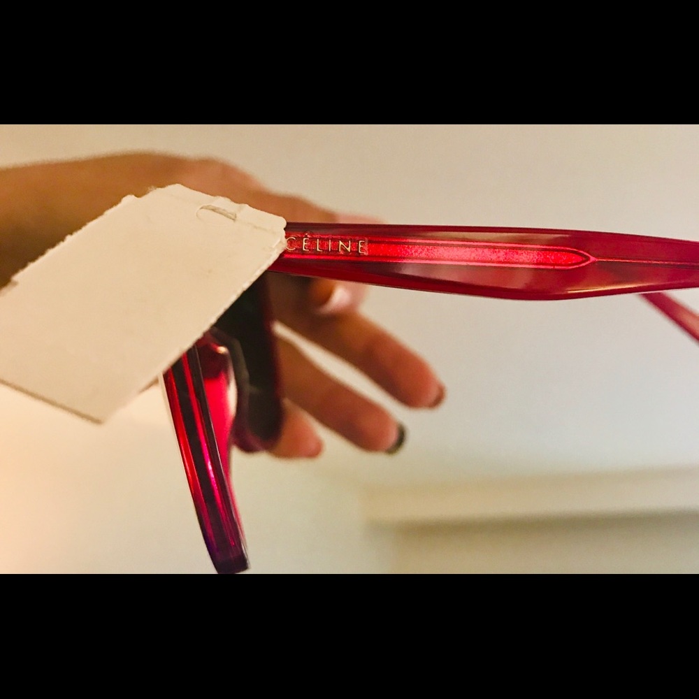 CELINE® AUTHENTIC MAGENTA ACETATE GLASSES NWT! CELINE CASE/CLOTH INCLUDED 💕 - Picture 7 of 12